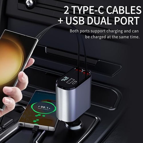 Zap® - 66W Car Charger with Retractable Cables