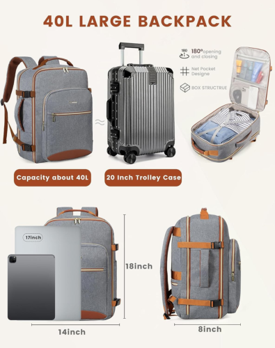 WanderWell® - Women's Travel Backpack Set