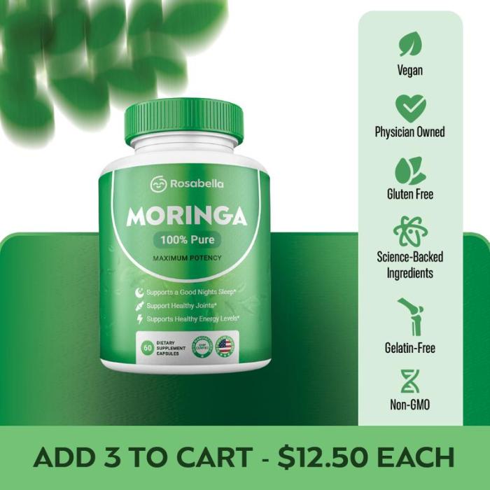 Rosabella® Moringa Capsules (800mg) - Immune Support Gut Health Vitamins